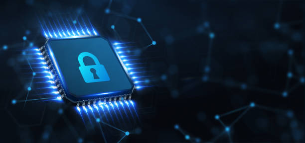 istock Cyber security data protection business technology privacy concept. Young businessman  select the icon security on the virtual display. 1221519717