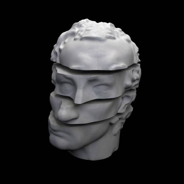 istock Abstract digital illustration from 3D rendering of Gattamelata bust sliced in four 1221520439