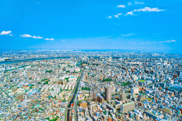 Tokyo skyline from the tower Sumida. Tokyo. Japan. kanto region photos stock pictures, royalty-free photos & images