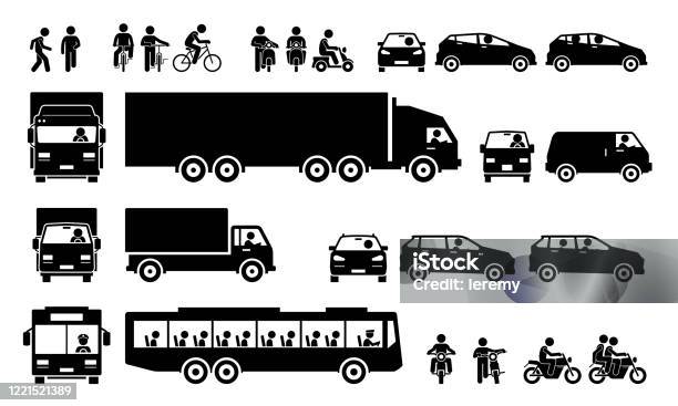 Road Transports And Transportation Icons Stock Illustration - Download Image Now - Icon, Car, Truck