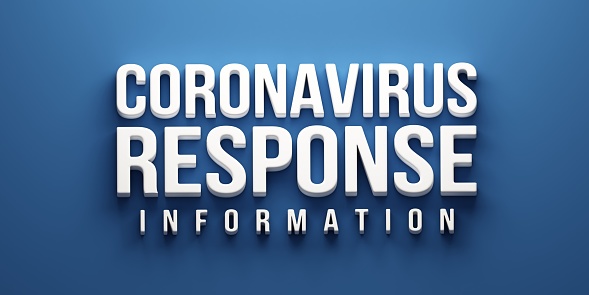 3D text Covid-19 Coronavirus Response cover page for website