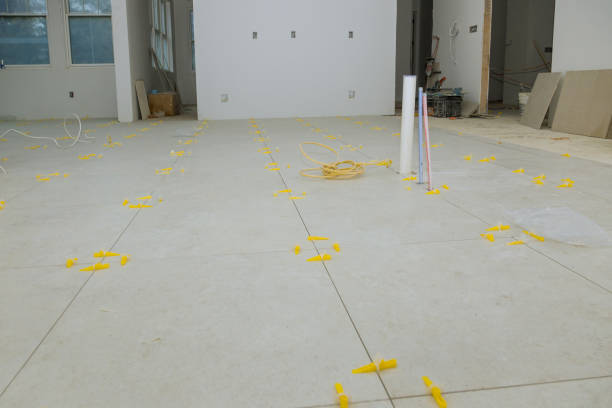 istock Ceramic tiles and tools for tile floor tiles installation 1221522243