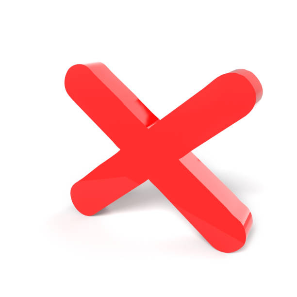 Rejected sign symbol. Red cross no or wrong concepts on the white. isolated on white background. Rejected sign icon. three-dimensional rendering, 3D render.