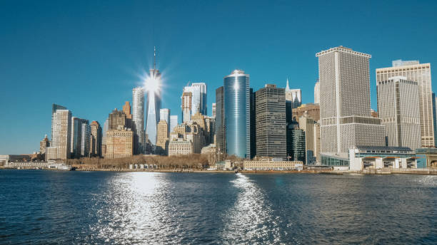 istock Amazing Manhattan Skyline downtown view from Hudson River 1221524369