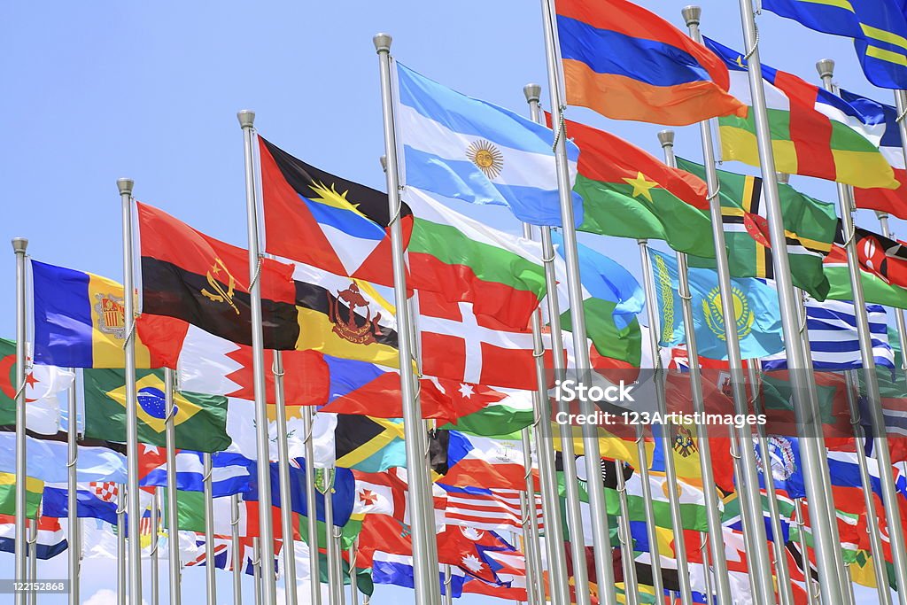 Brazil Argentina and world national flags  Africa Stock Photo