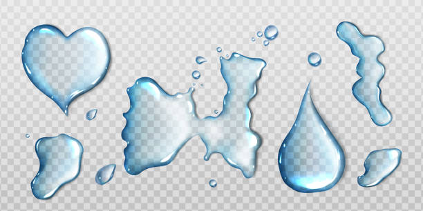 ilustraciones, imágenes clip art, dibujos animados e iconos de stock de derrames de agua aislados sobre fondo transparente - puddle condensation water drop