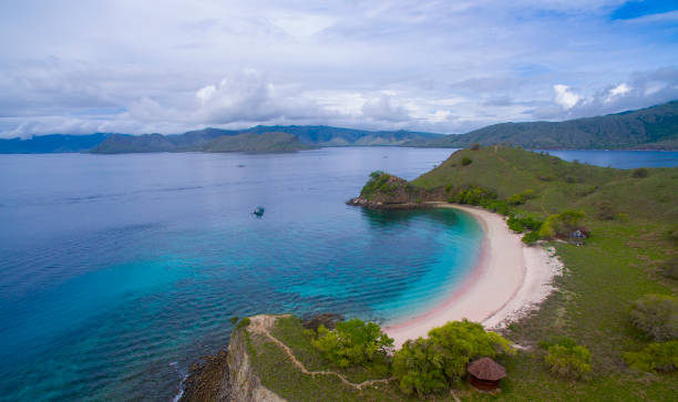 istock Aerial Pink Beach, Tropical Island 1221532638