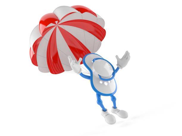 istock Baby dummy character with parachute 1221536922