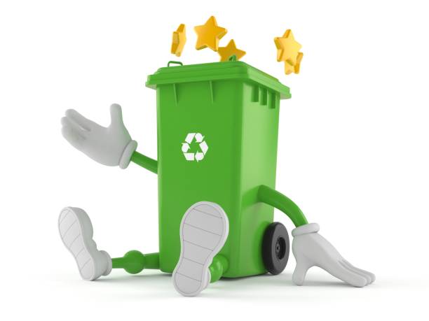 istock Dustbin character with stars around head 1221537812