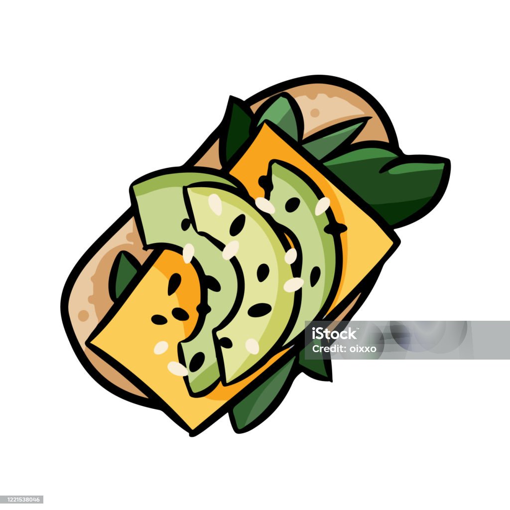 Bánh Mì Nướng Bơ Với Phô Mai Doodle Hoạt Hình Dễ Thương Bánh ...