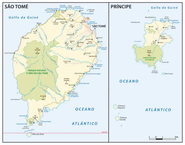 Vector illustration of Vector map of the West African island state of Sao Tome and Principe