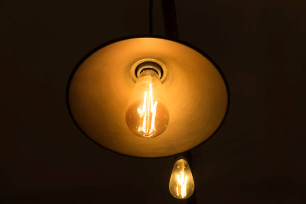 istock Yellow lamp in cafe 1221538791