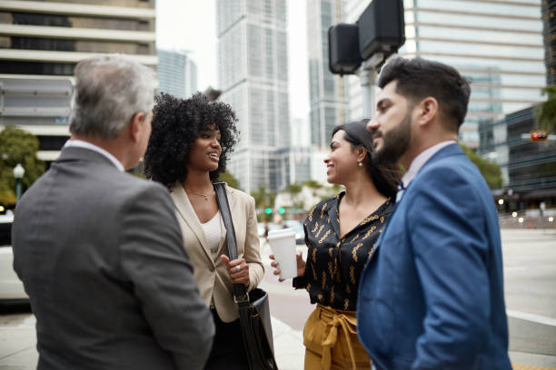 istock Diverse Business Team Conversing Outdoors in Downtown Miami 1221545877