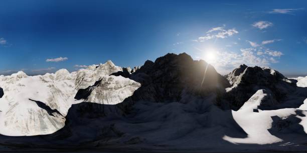 istock Flying over mountains - 360 panorama 1221547911