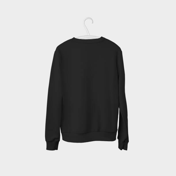 istock Template of a black male pullover hanging on a white hanger, isolated on a background, for advertising in an online store. 1221548465
