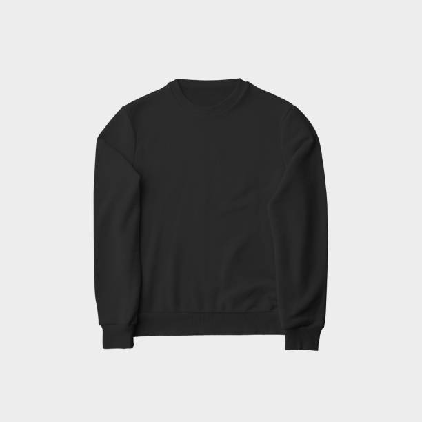 istock Mockup blank black sweatshirt isolated on a white background. 1221548473