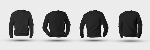 istock Mockup blank male sweatshirt 3D rendering, front, back, isolated on a white background. 1221548499