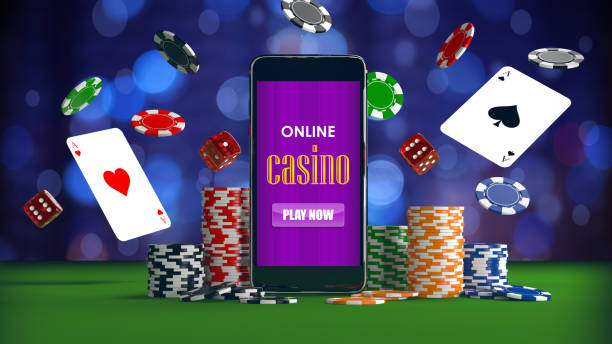 Online casino gambling concept with smartphone stock photo