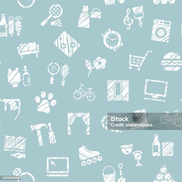 Shops Seamless Pattern Monochrome Hatching Blue Vector Stock ...