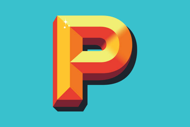 vektorbuchstabe p color pantone für jeden einsatz - letter p alphabet three dimensional shape red stock-grafiken, -clipart, -cartoons und -symbole