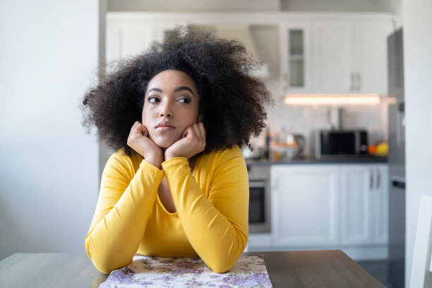 istock Sad and bored woman portrait 1221551929