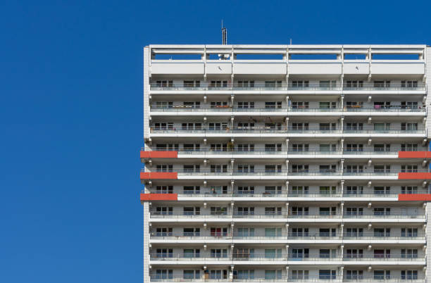 istock Low Angle View Of Building Against Clear Blue Sky 1221555798