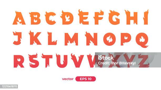 Fire Alphabet Burning Letters Flat Style Vector Illustration Font Set  Isolated On A White Background Cartoon Simple Modern Design Stock  Illustration - Download Image Now - iStock