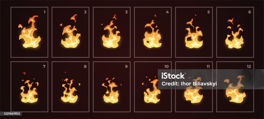 Looped Fire Animation Sprites Sheet Flat Style Vector Illustration Flame  Fire Torch Campfire Cute Cartoon Design Orange And Yellow Colors Realistic  Template Stock Illustration - Download Image Now - iStock