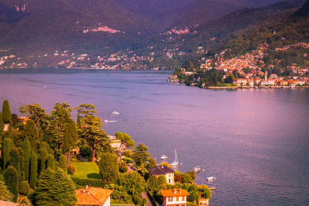 istock Moltrasio on Lake Como and Torno on the other side at sunset - Lombardy, Italy 1221562264