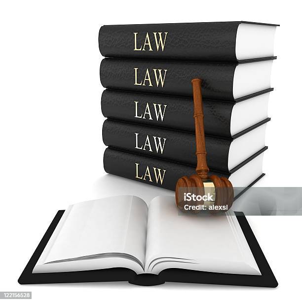 Law Books And Gavel Stock Photo - Download Image Now - Authority, Book, Color Image