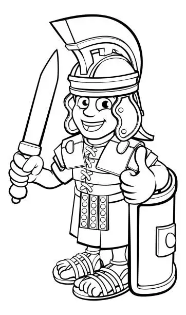 Vector illustration of Roman Soldier Cartoon Character