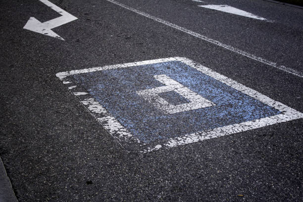 istock Parking sign on the asphalt 1221565525