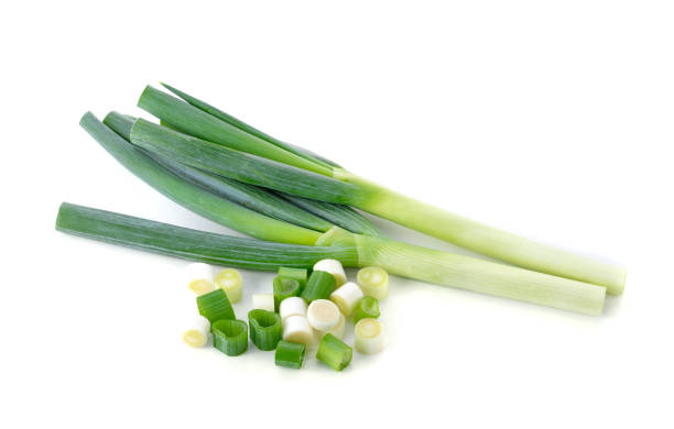 istock Japanese bunching onion on white background 1221565686