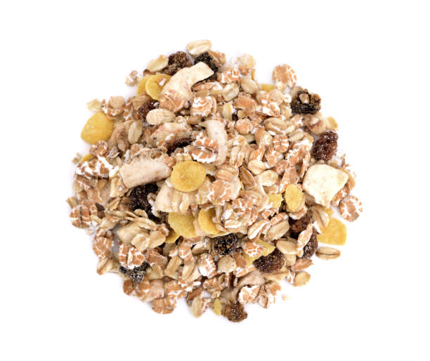 istock Muesli cereal isolated on white background 1221565690