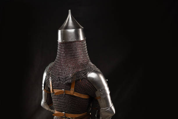 istock Mannequin man with a beard in a helmet and armor of a knight 1221568799