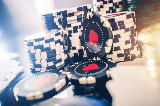 Photo of Pile of Casino Gambling Poker Chips