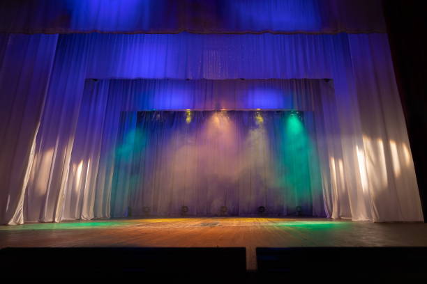 istock Theater lights spotlights and smoke over the stage 1221569974