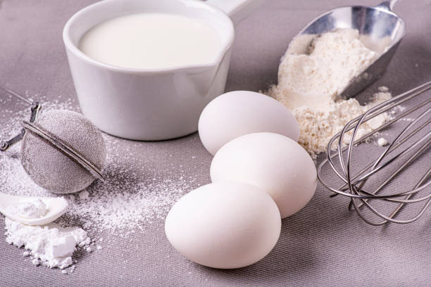 istock still life with natural ingredients: eggs, flour and milk 1221572203