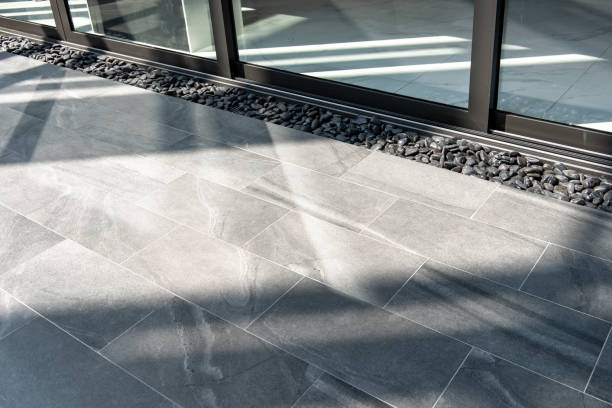 beautiful terrace, grey floor tile outdoor