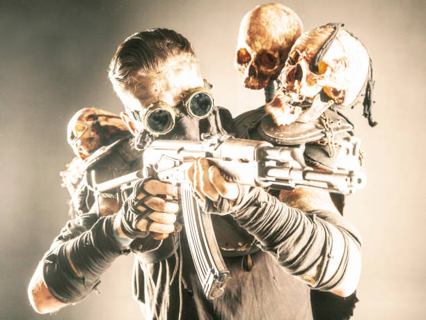 istock Nuclear post-apocalypse creature brandishing ax 1221577325