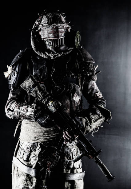 istock Post apocalyptic survivor in abandoned tunnel 1221577339
