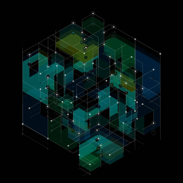 illustrations, cliparts, dessins animés et icônes de complexe de maillage hexa - infographic diagram three dimensional shape data