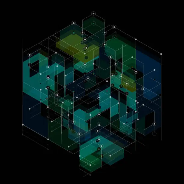 Vector illustration of hexa mesh complex