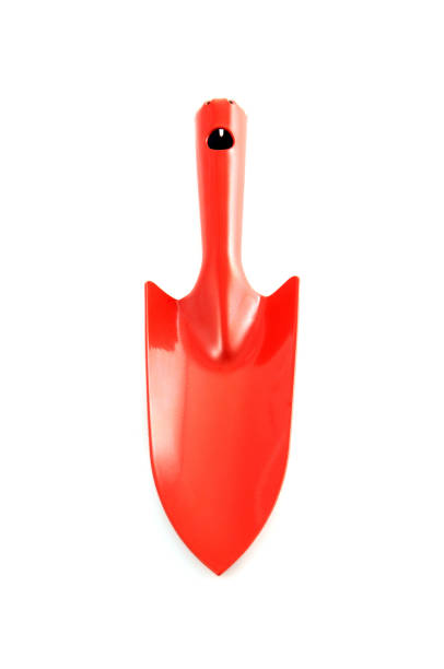 new red garden shovel. Isolated white background