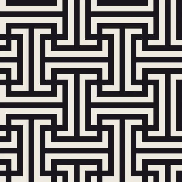 Vector illustration of Vector seamless pattern. Modern stylish abstract texture. Repeating geometric crossing lines background.