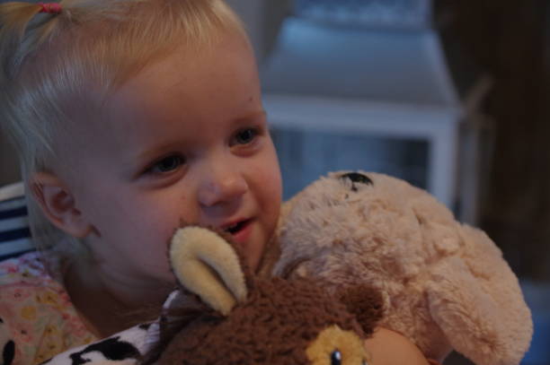 istock Toddler girl with her teddy's 1221585742
