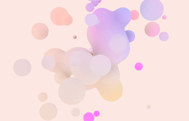 istock Abstract 3d art background. Holographic pastel floating liquid blobs, soap bubbles, metaballs. 1221587399