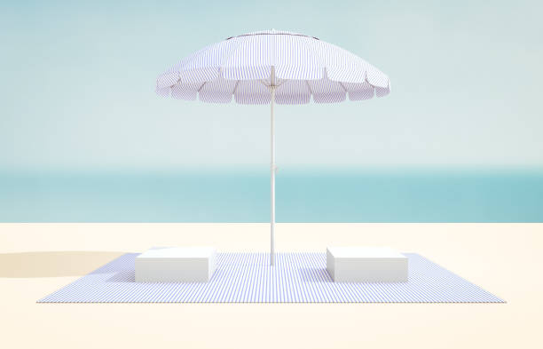 istock Natural summer beach backdrop with cube box for product display. Abstract 3d summer scene. sea view. Social distancing concept. 1221589282
