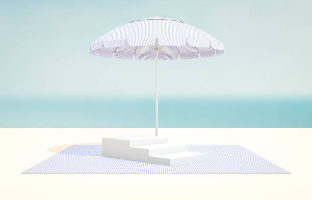 istock Natural summer beach backdrop with stair for product display. Abstract 3d summer scene. sea view. 1221589291