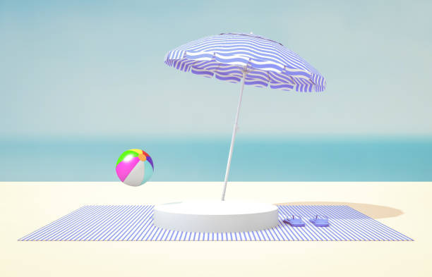 istock Natural summer beach backdrop with white cylinder box for product display. Abstract 3d summer scene. sea view. 1221589300